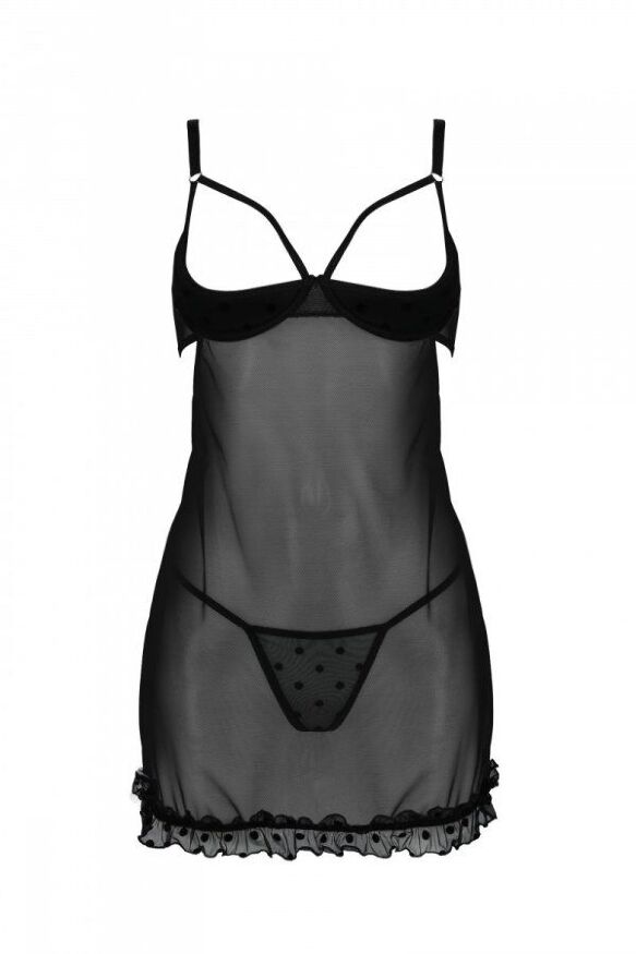 Еротичний пеньюар Passion MARINA CHEMISE, S/M, black