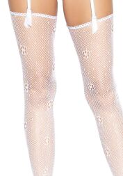 Чулки Leg Avenue Daisy Dot Fishnet Stockings One Size White