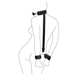 Кляп з пластиковою кулею та наручниками Art of Sex - Handcuffed Gag, чорний