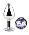 Анальная пробка с кристаллом EGZO - Silver Round Plug Amethyst size S