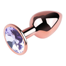 Анальна пробка з кристалом EGZO - Rose Gold Round Plug Amethyst size S