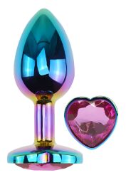 Анальная пробка с кристаллом EGZO - Multicolor Heart Plug Rose size M