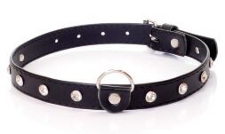 Ошейник из искуственной кожи с кристаллами Fetish Boss Series - Collar Silver Crystal, BS3300117