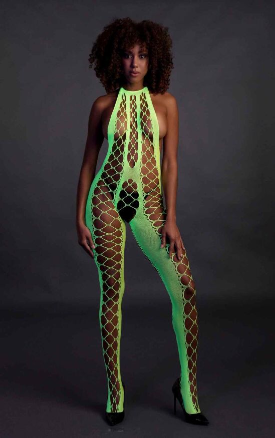 Бодистокинг - Ouch! Bodystocking With Halterneck Green, XS/XL