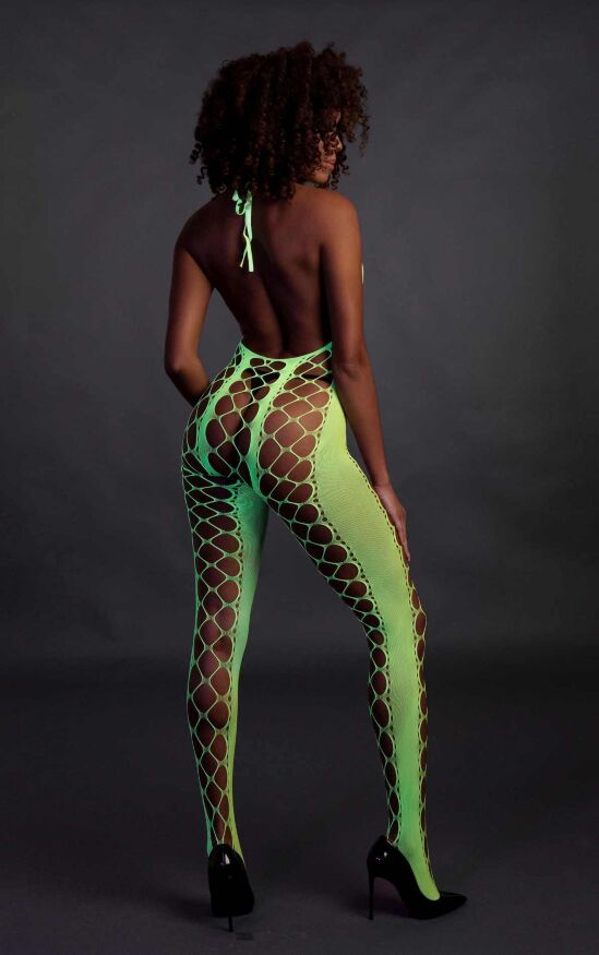 Бодистокинг - Ouch! Bodystocking With Halterneck Green, XS/XL