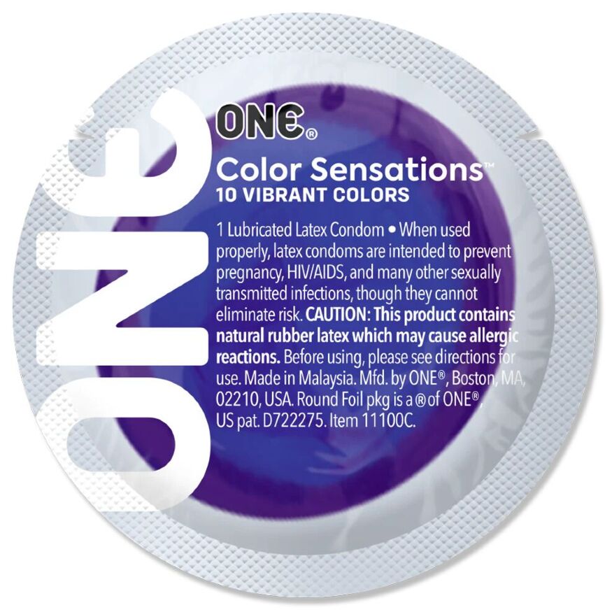 Презерватив ONE Color Sensations Struck by ONE, 1 шт, лавандово-сиреневый, гладкий, со смазкой
