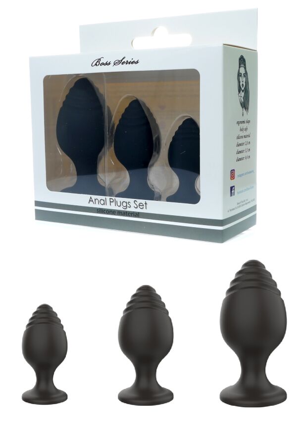 Набор анальных стимуляторов Boss Series - Silicone Anal Plugs Set (2,8 / 3,5 / 4,4 cm), BS7800018