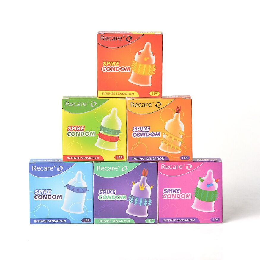 Насадка на член Recare Spike Condom Yellow (презерватив с усиками и спиралью шипов)