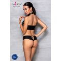 Комплект из эко-кожи: бра и трусики с имитацией шнуровки Nancy Bikini black XXL/XXXL - Passion