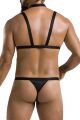 Комплект чоловічої білизни зі стреп Passion 039 SET ANDREW XXL/XXXL Black, стринги, шлейки