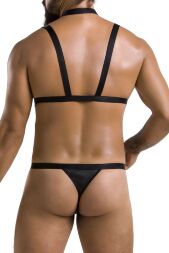 Комплект чоловічої білизни зі стреп Passion 039 SET ANDREW XXL/XXXL Black, стринги, шлейки