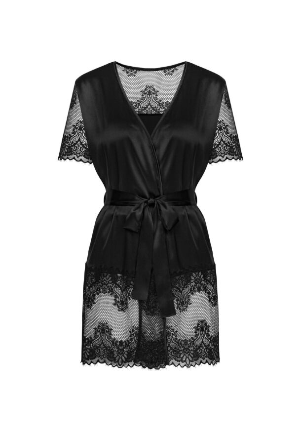 Сексуальний чорний халат Obssesive Maderris peignoir M/L