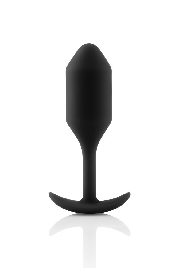 Анальная пробка со смещенным центром тяжести B-Vibe Snug Plug 2, силиконовая, черная