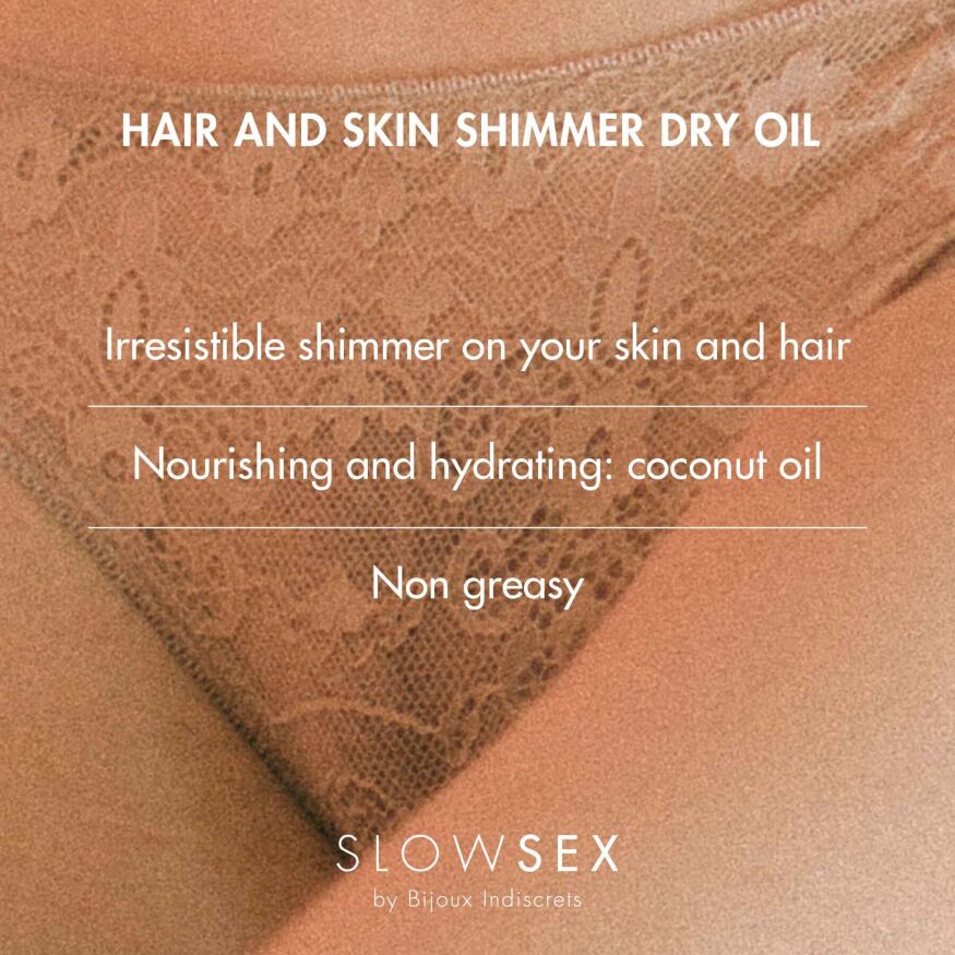 Масло-шиммер для волос и тела Bijoux Indiscrets SLOW SEX Hair and skin shimmer dry oil
