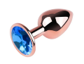 Анальная пробка с кристаллом EGZO - Rose Gold Round Plug Blue size M