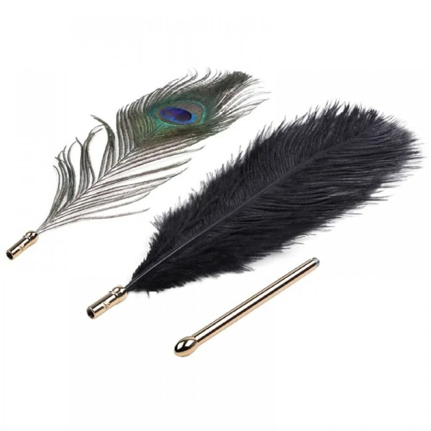Набір з 2 пір'їнок ,Natural Peacock Flirting Feather Tickler