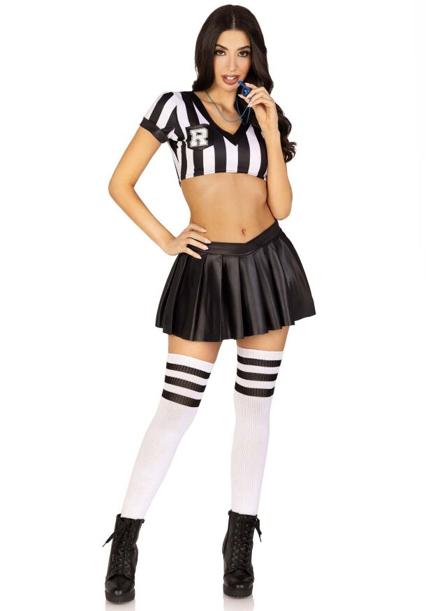 Костюм рефері Leg Avenue Time Out Referee M, кроп-топ спідниця свисток