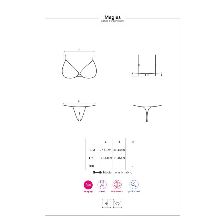 Комплект эротический с красной вышивкой Obsessive Megies и доступом к интимным зонам, L/XL