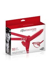 Двойной страпон с вибрацией Fetish Tentation Vibrating Strap-On with Double Dildo Red мятая упаковка