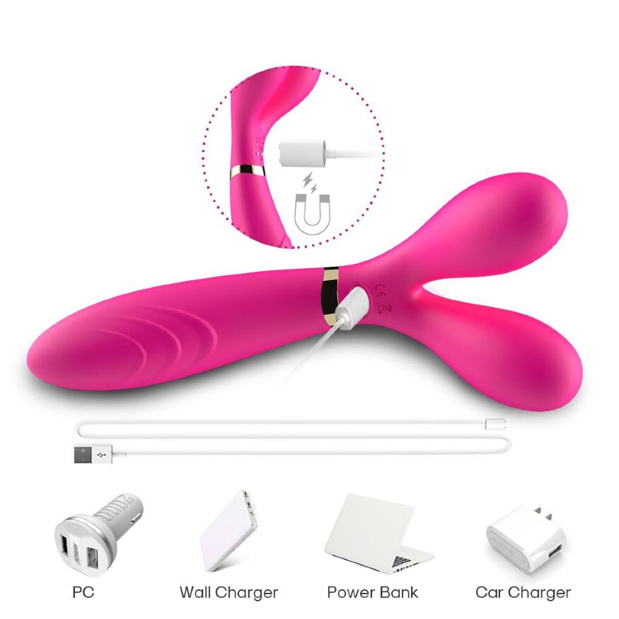 Оригінальний двосторонній вібростимулятор Y-подібної форми - Y-Wand Pink
