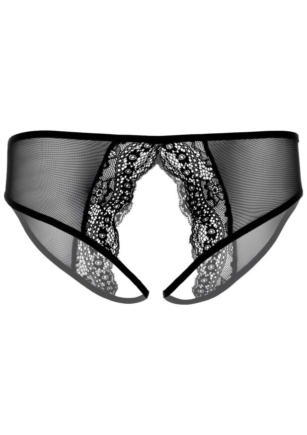 Трусики сетка с кружевными вставками и открытым доступом Daring Intimates Angel, черный, S/M