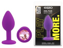 Силіконова анальна пробка EGZO - Silicone Purple Round Plug Pink, size S
