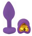 Силіконова анальна пробка EGZO - Silicone Violet Heart Plug Yellow, size S