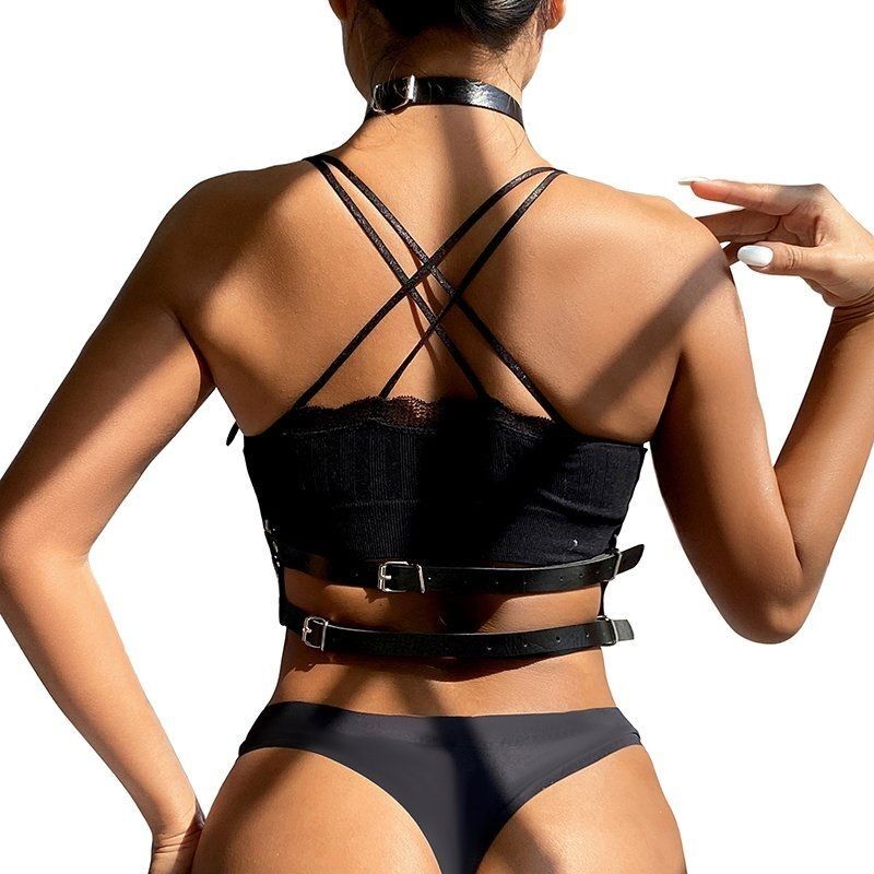 Портупея зі штучної шкіри Star Night Leather Chest Harness Straps, чорна