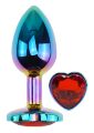 Анальная пробка с кристаллом EGZO - Multicolor Heart Plug Red size M