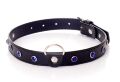 Нашийник зі штучної шкіри з кристалами Fetish Boss Series - Collar Navy Blue Crystal, BS3300118
