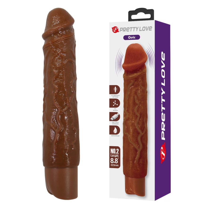 Реалістичний вібратор - Pretty Love Osric Realistic Vibrating Dildo Brown