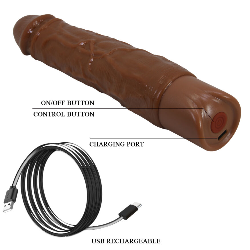 Реалістичний вібратор - Pretty Love Osric Realistic Vibrating Dildo Brown
