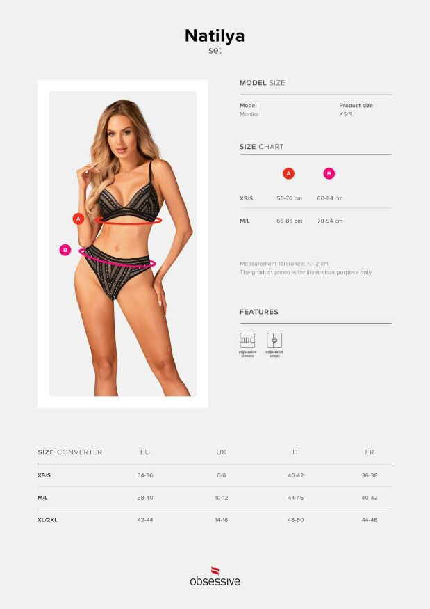  Набор белья Obsessive Natilya 2-pcs set M/L