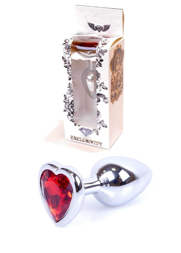 Анальна пробка - Jewellery Silver Heart Plug Red