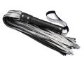 Флоггер из натуральной кожи Flirty Hard Leather - Black &amp; Silver, BG-00036