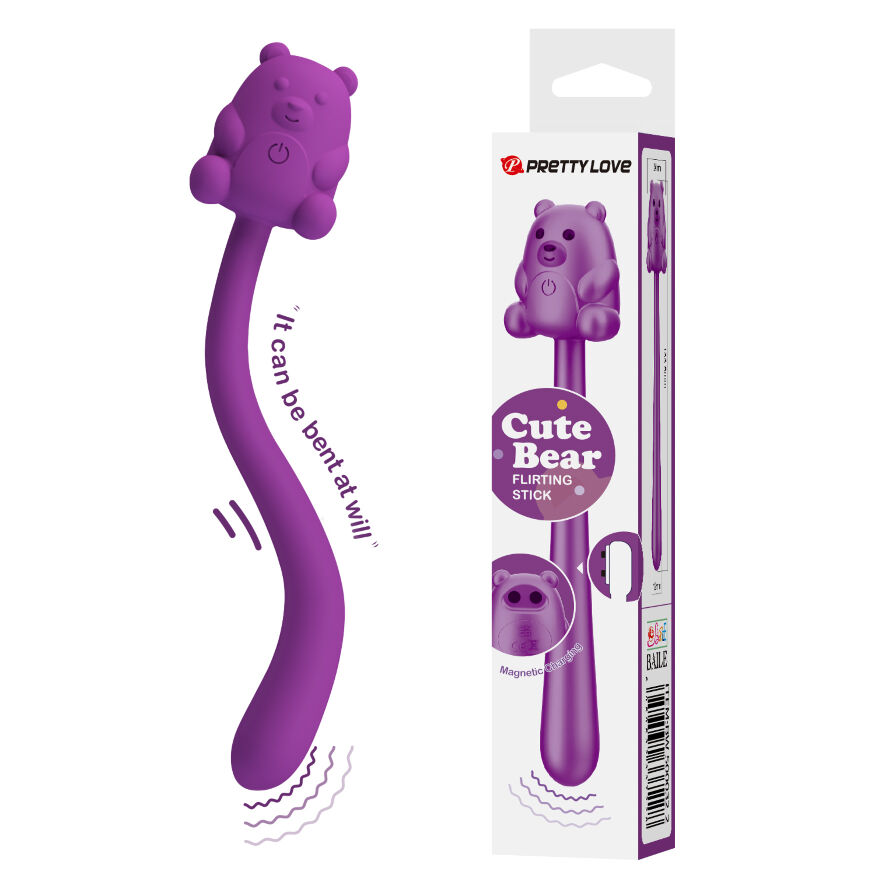 Точечный вибратор для клитора Pretty Love Cute Bear Flirting Stick гнущийся, 13.3 х 1.2 х 2.4 см