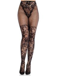 Колготки Leg Avenue Dahlia Lace Tights with Net Thigh Detail One Size
