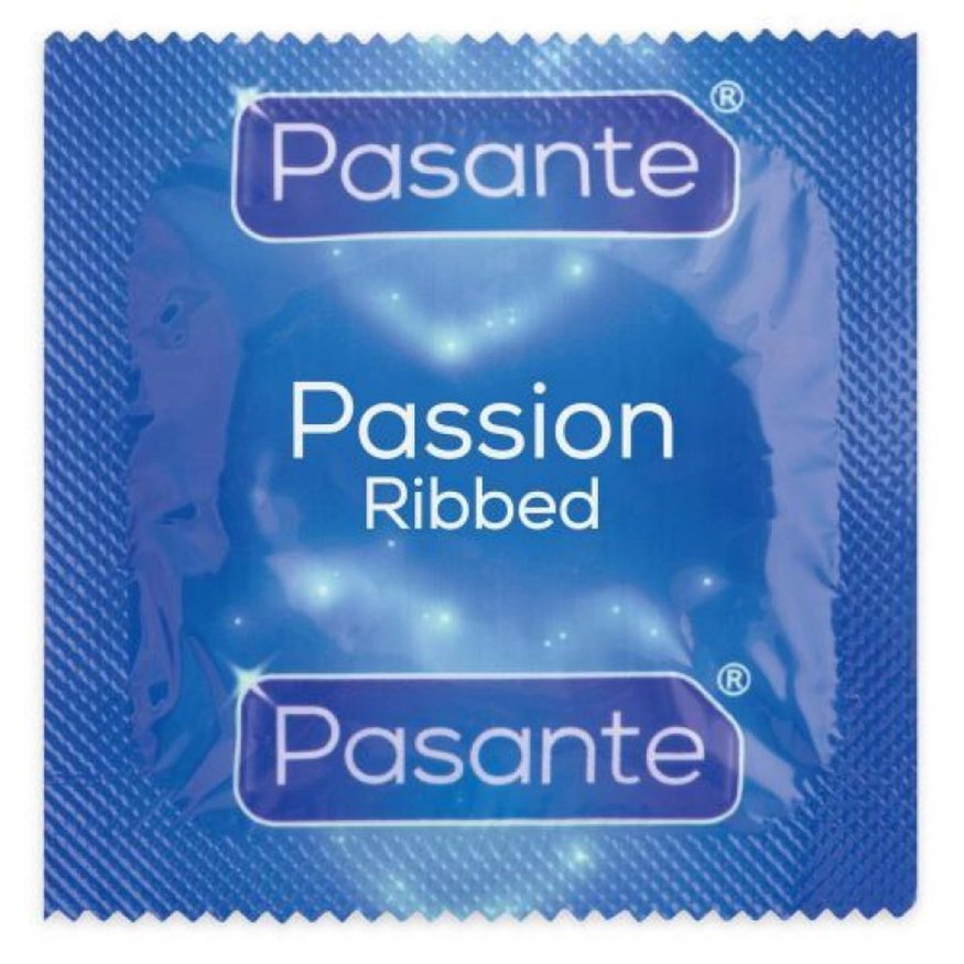 Стимулирующие презервативы с ребристой структурой Pasante - Ribbed Passion, №1