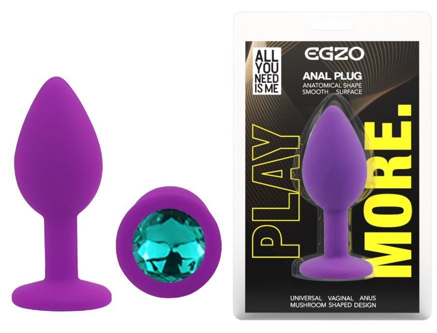 Силіконова анальна пробка EGZO - Silicone Purple Round Plug Marine, size S