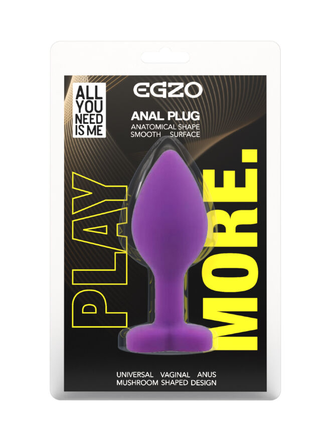 Силиконовая анальная пробка EGZO - Silicone Violet Heart Plug Rose, size S