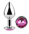 Анальная пробка с кристаллом EGZO - Silver Round Plug Rose size M