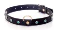 Ошейник из искуственной кожи с кристаллами Fetish Boss Series - Collar Turquoise Crystal, BS3300119