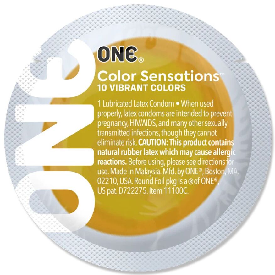 Презерватив ONE Color Sensations ONE will get you there, 1 шт, желтый, гладкий, со смазкой