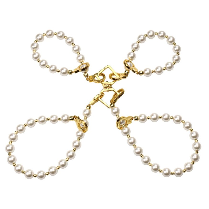 Жемчужные наручники и поножи LOCKINK Pearl Handcuffs &amp; Anklecuffs