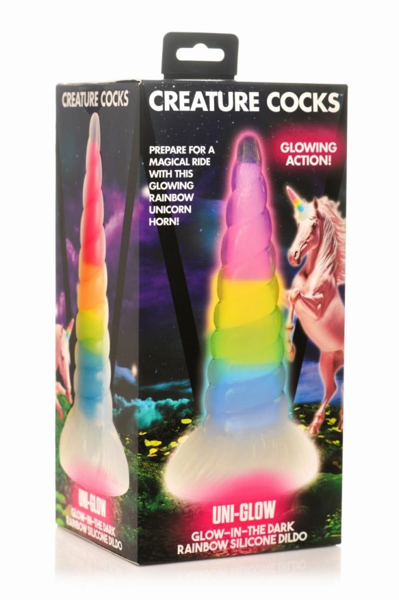 Фалоімітатор єдиноріг, що світиться Creature Cocks Luminescent Rainbow Silicone Dildo