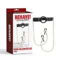 Кляп с кольцом и зажимами для сосков Chisa BEHAVE! Luxury Fetish черный