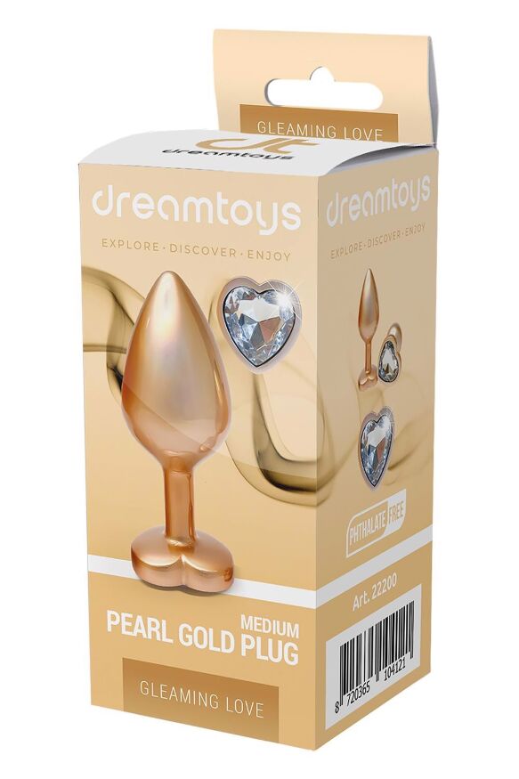 Алюминиевая анальная пробка Dream Toys GLEAMING LOVE с декоративным камнем, М