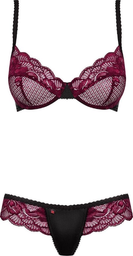 Комплект еротичної білизни Obsessive 842-SET-5 бордовий, S/M