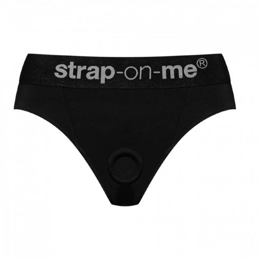 Трусики для страпона, XXL, Strap-On-Me кольцевое крепление, с отрытыми ягодицами, черные