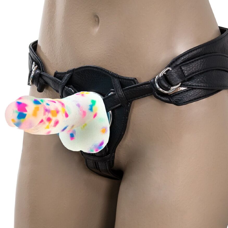 Фаллоимитатор с конфетти ADDICTION - PARTY MARTY - 7.5" - FROST &amp; CONFETTI, 19 см, силикон, вибропуля в подарок